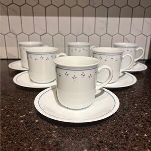 Corning Normandy Mug & Saucer Plates:  6 Sets (12 pieces)